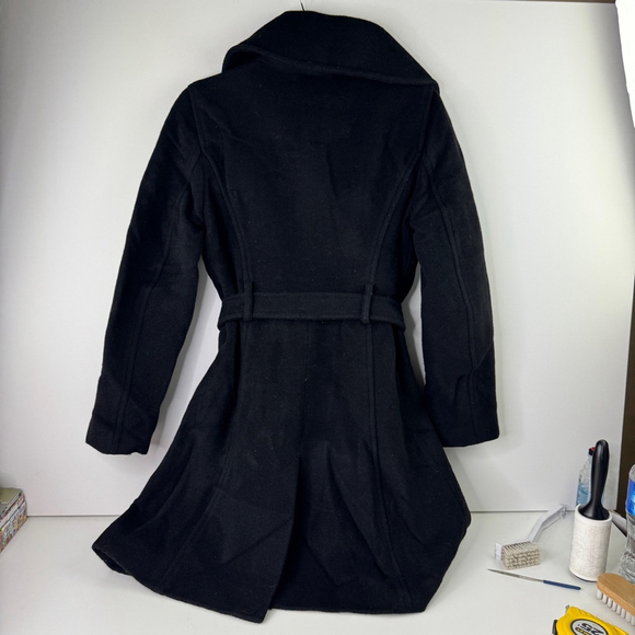 Coach women’s WoolMohair Blend Long Black Belted Pea Coat - Picture 2 of 13